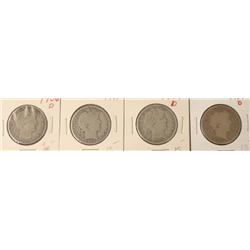4 Barber Silver Half Dollars 1906-D, 1907, 07-D, 07-O
