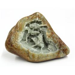 Chinese Jade Boulder, Scholar in Landscape