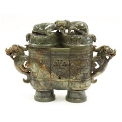 Chinese Carved Jade Double Vase