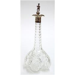Crystal decanter mounted with English silver
