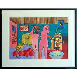 ABSTRACT CONTEMPORARY RARE GOREIA PAINTING ON PAPER