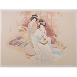 AYERS ASIAN STYLE LARGE SERIGRAPH RARE FIND