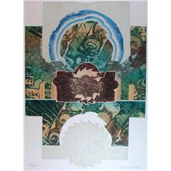 ABSTRACT ART HAND COLORED ETCHING HUGE SALE