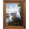 Image 1 : MARSH WHITE EGRET PAINTING CUSTOM FRAMED ORIGINAL ART