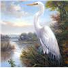 Image 2 : MARSH WHITE EGRET PAINTING CUSTOM FRAMED ORIGINAL ART