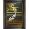 Image 1 : HUGE EGRET COLORFUL PAINTING FRAMED ORIGINAL CANVAS