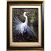 Image 1 : EGRET CUSTOM FRAMED LARGE PAINTING ON CANVAS