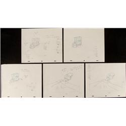5 Consecutive Spongebob Original Drawings Production
