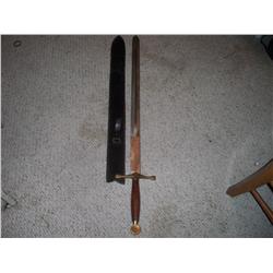 50" SWORD WITH 40" BLADE AND LEATHER SHEATH