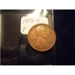 1931-S Lincoln (Wheat Ears Reverse) Penny - Fine