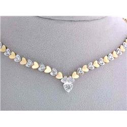 14k Two Toned Gold Diamond Heart Necklace
