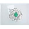 Image 1 : 18k White Gold Ring with Diamonds and Emerald