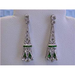 18k White Gold Earrings with Diamonds and Tsavorite