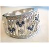 Image 1 : 18k White Gold Ring with Diamonds and Blue Sapphires