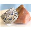 Image 2 : 18k White Gold Ring with Diamonds and Blue Sapphires