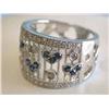Image 3 : 18k White Gold Ring with Diamonds and Blue Sapphires