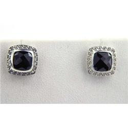 David Yurman Silver Diamond & Onyx Earrings