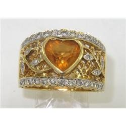18K Yellow Gold Citrine & Diamond Ring