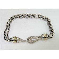 Silver/14K Yellow Gold Diamond Bracelet