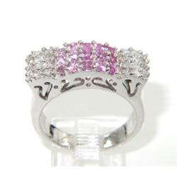 18K White Gold, Pink Sapphire & Diamond Ring