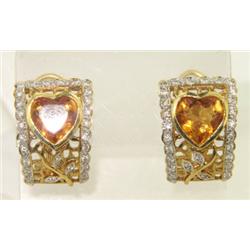 18K Yellow Gold Diamond & Citrine Earrings