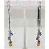 Image 1 : 18K White Gold Multi-Colored Stone & Diamond Earrings