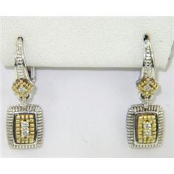 Judith Ripka Silver/18K Yellow Gold & Diamond Earrings