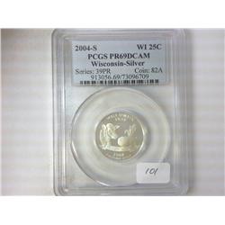 2004-S SILVER WISCONSIN QUARTER PCGS PR69DCAM