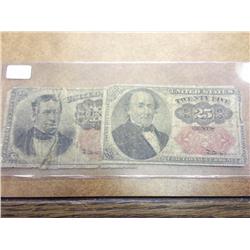 2-TWENTY FIVE CENT US FRACTIONAL CURRENCYS