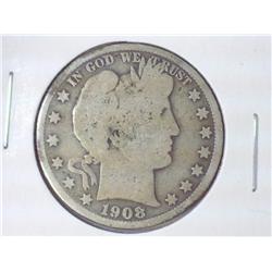 1908 BARBER HALF DOLLAR