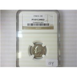 1968-S ROOSEVELT DIME NGC PF69 CAMEO