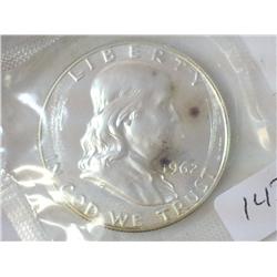 1962 FRANKLIN HALF DOLLAR PROOF TONING SPOTS