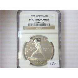 1992-S OLYMPICS SILVER DOLLAR NGC PF69 ULTRA CAMEO