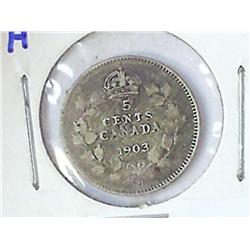1903-H CANADA FIVE CENTS SILVER