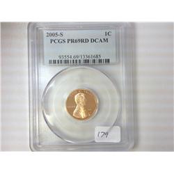 2005-S LINCOLN CENT PCGS PR69RD DCAM