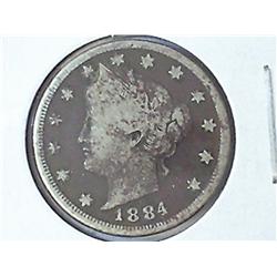 1884 LIBERTY "V" NICKEL (VERY GOOD) DARK
