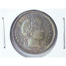 1892 BARBER DIME MS62 PLUS TONED