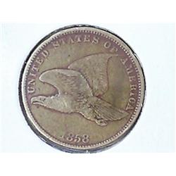 1858 (SMALL LETTER) FLYING EAGLE CENT (VERY GOOD)