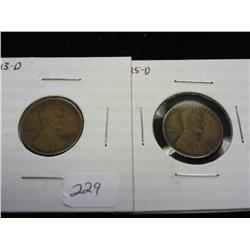 1913-D (VERY GOOD) & 1925-D (FINE) LINCOLN CENTS
