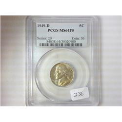 1949-D JEFFERSON NICKEL PCGS MS64FS