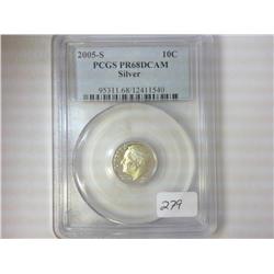 2005-S SILVER ROOSEVELT DIME PCGS PR68 DCAM