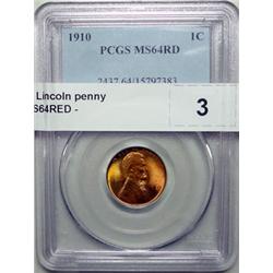 1910 Lincoln penny PCGS64RED