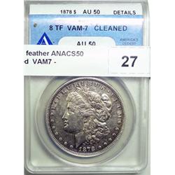 1878 8 feather ANACS50 cleaned  VAM7