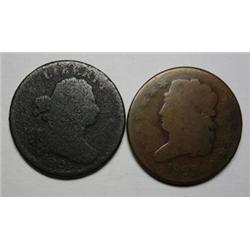 2 half cents;1808 rotated rev die 180 degreeAG-1828 nice color AG