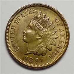 1891 Indian penny  MS64 brown