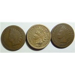 1860 VF-1869 Good-1871 good Indian pennys