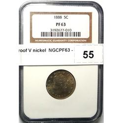 1888 proof V nickel  NGCPF63