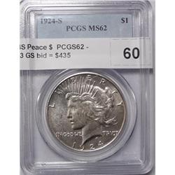 1924S Peace $  PCGS62