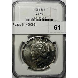 1925S Peace $  NGC63