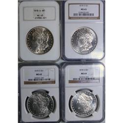 1878S Morgan $ 4 coin NGC grading set  MS62,63,64,65